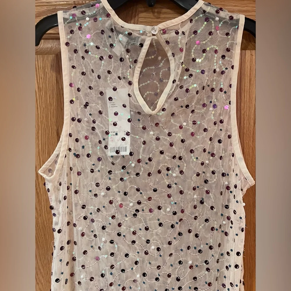 Urban‎ Outfitters Hunter Sheer Sequin Beaded High Leg Slit Midi Dress Size Small